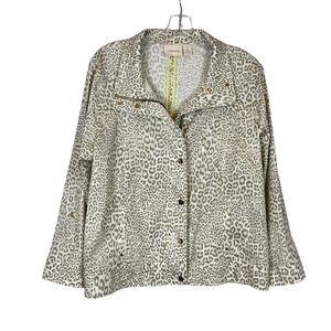 Chico’s Animal Print Jacket with Roll Tab Sleeves Chico’s Size 2 equals large